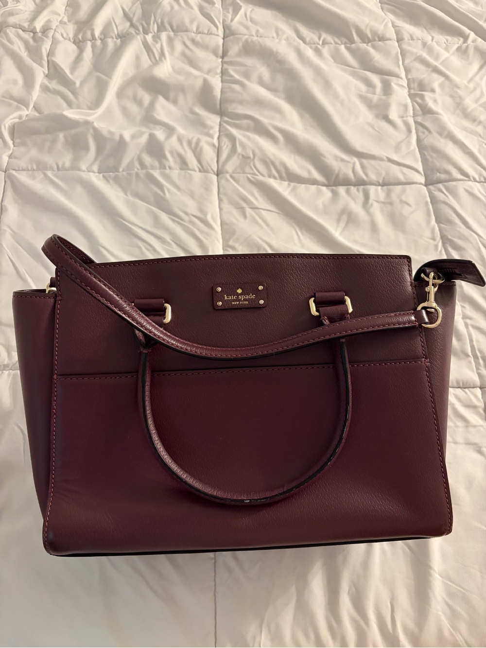 kate spade Burgundy Leather Satchel with Gold Hardware - Picture 1 of 2